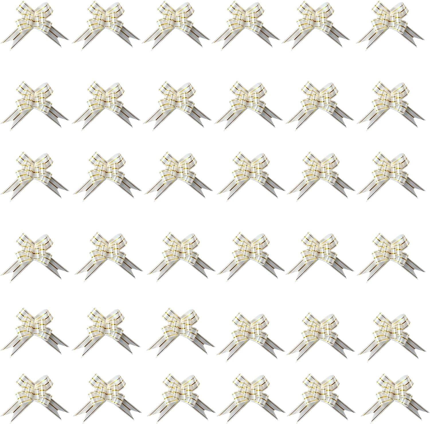 Chocozone White Pull Flower Ribbon for Gift Wrap & Decoration - 100Pcs Multicolor Bows (Size: 23) for Gift Wrapping-image-45