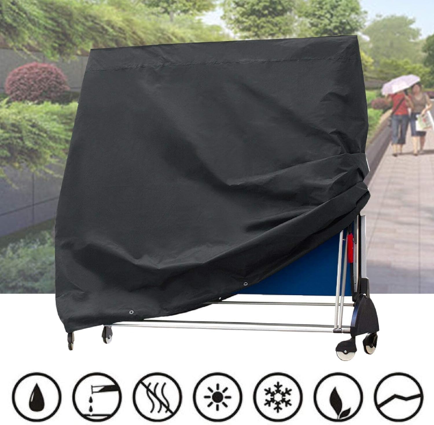 Trintion Table de Tennis de Table Housse Imperméable Couverture pourUltra résistante et Waterproof. Bâche Universelle pour Table de Ping Pong,Noir, 185 x 70 x 165 cm