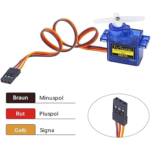Miniatura 18 de Sg90 0.32 oz Micro Servo Motor, Miuzei Mini Servos Motor Pequeño Kit de Metal Gear para Arduino RC Car Airplane Robot (10)