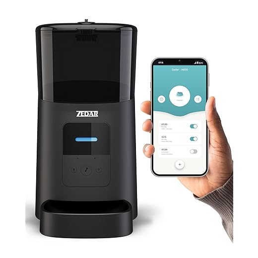 Zedar A600 Automatische Voerbak - Kat en Hond - Voerautomaat met App - 6 L - Zwart