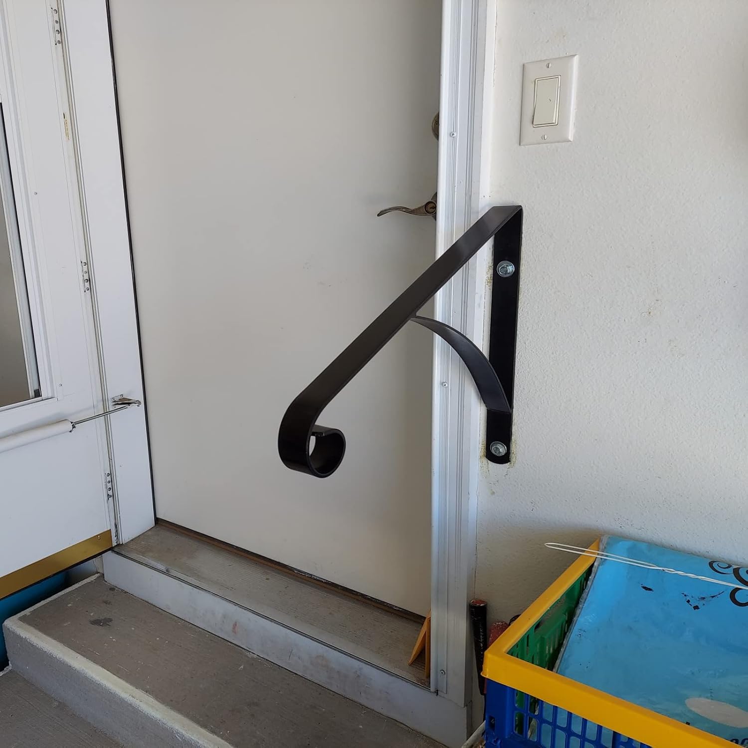 Zwinz Handrail Railings,Wall Mounted Handrails Wrought Iron Railing Fits 1 or 2 Stairs Rail for Steps Porch,Gray