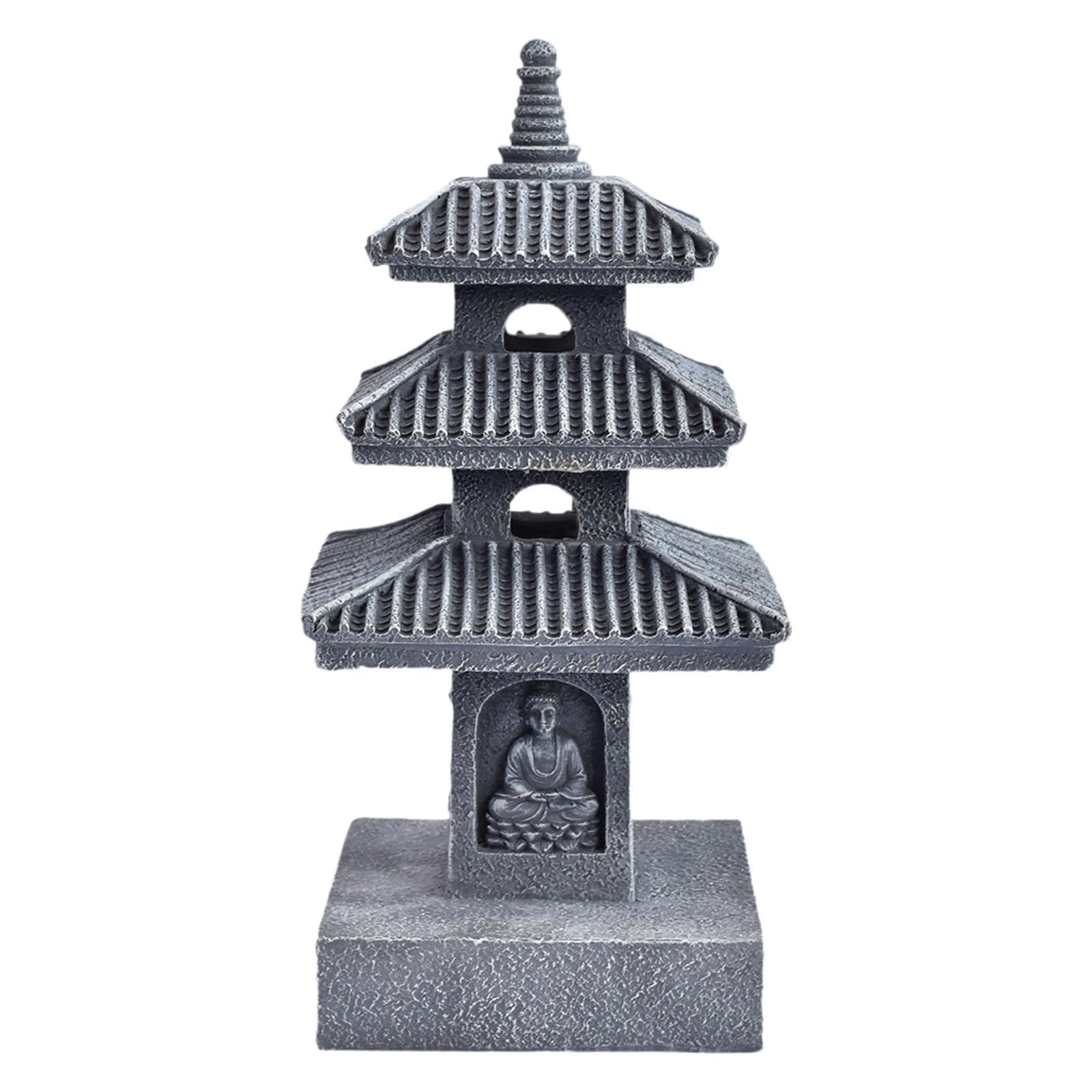 Statua da Giardino a Forma di Pagoda Solare, Ornamento per Paesaggio Cinese, Decorazione per Cortile, Statuetta in Resina, Scultura in Pietra Artigian, Grigio Scuro