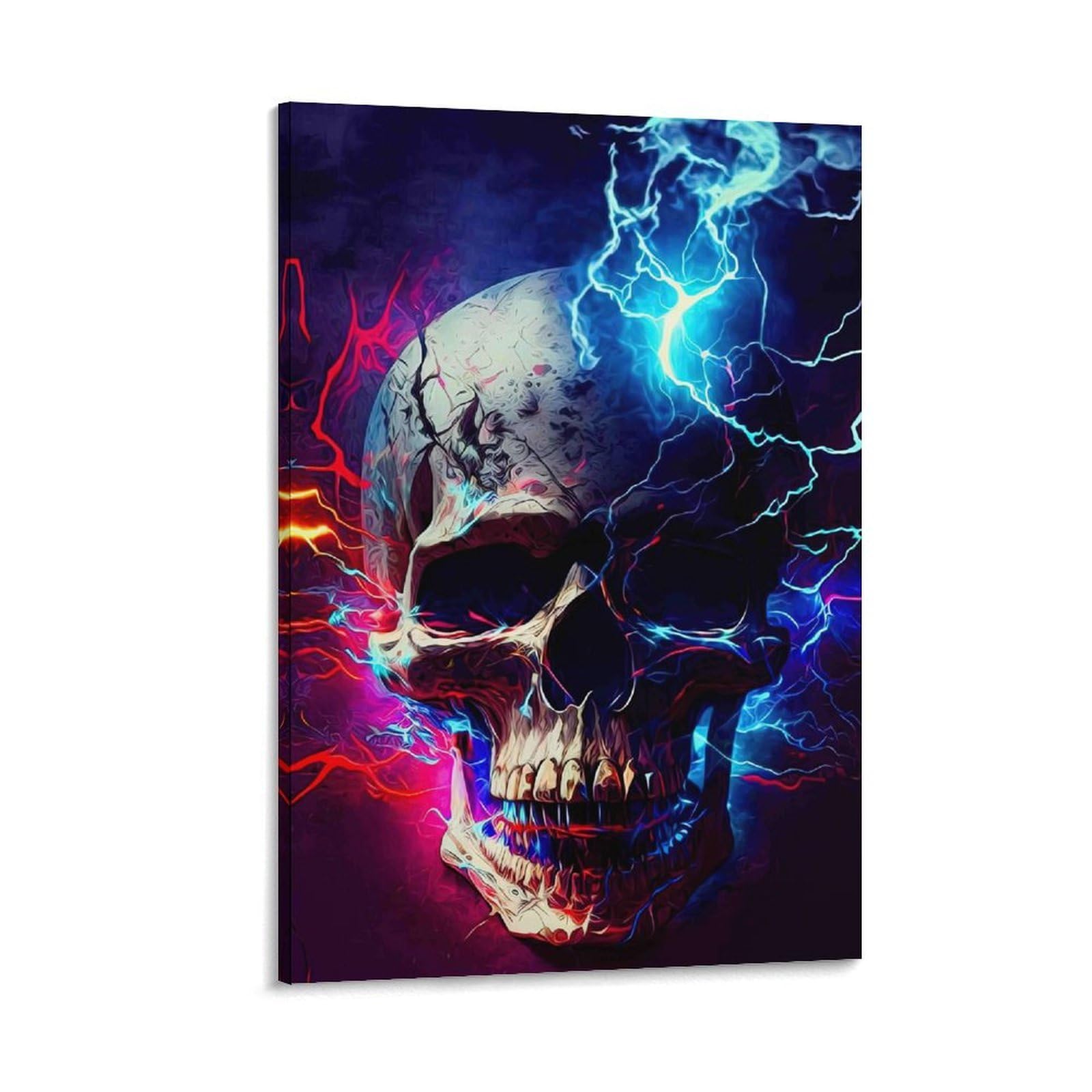 DHBANEIOK Electric Skull Art_1 Poster Artwork Canvas Prints Picture Modern Wall Art Picture Wall Hanging for Bathroom Wall Decor 16x24inch(40x60cm)