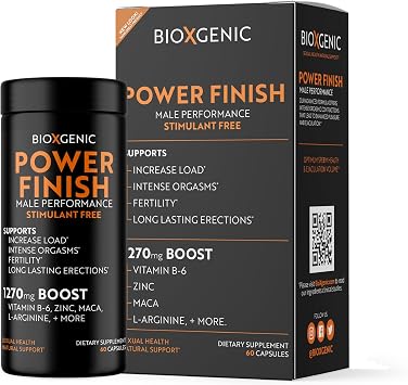 Bioxgenic POWER FINISH - 60 Capsules - Stimulant-Free Male Performance Formula - Supports Mens Sexual Wellness with Vitamin B6, Zinc, L-Arginine & Maca - 30 Servings