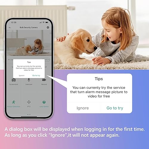 Miniatura 7 de BondFree Cámara de seguridad con bombilla de 4MP 5G y 2.4GHz WiFi, cámara de seguridad inalámbrica, enchufe de luz E27, día y noche a todo color,