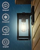 Vista 6 de Outdoor Wall Lantern, 2 Pack Exterior Black Wall Sconce Light Fixtures with Clear Glass Shade, Waterproof Wall Mount Light, E26 Socket Modern
