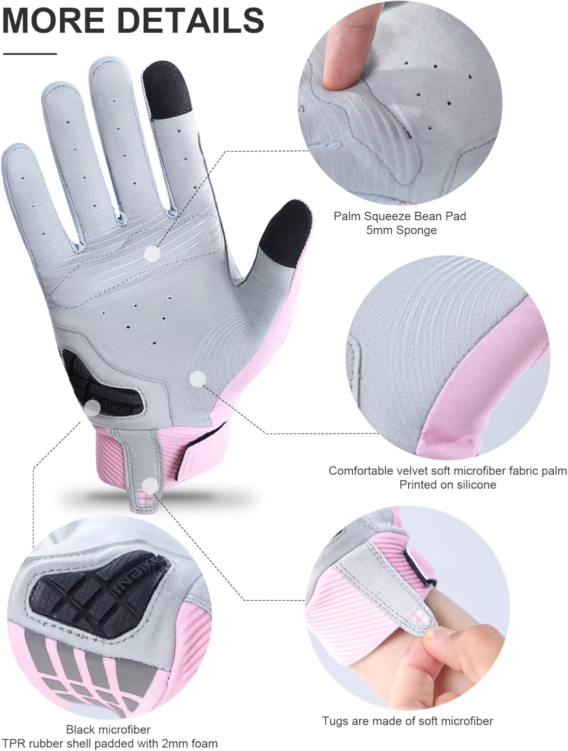 INBIKE Lightweight Women's Motorcycle Gloves Touchscreen Motorbike Gloves with Protective Knuckles for BMX Riding Dirt Bike