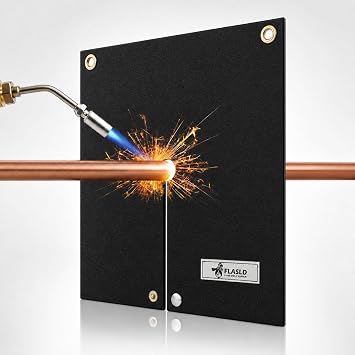 FLASLD Welding Blanket & Heat Shield Mat for Soldering Copper Pipe, 12x12 Flame Protector Pad Plumbing Hole Propane Torch