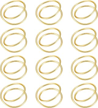 12 Pieces Gold Napkin Rings Metal Spiral Sliver Pink Napkin Rings Buckles Simple Alloy Serviette Holder for Weddings Dinner Party Table