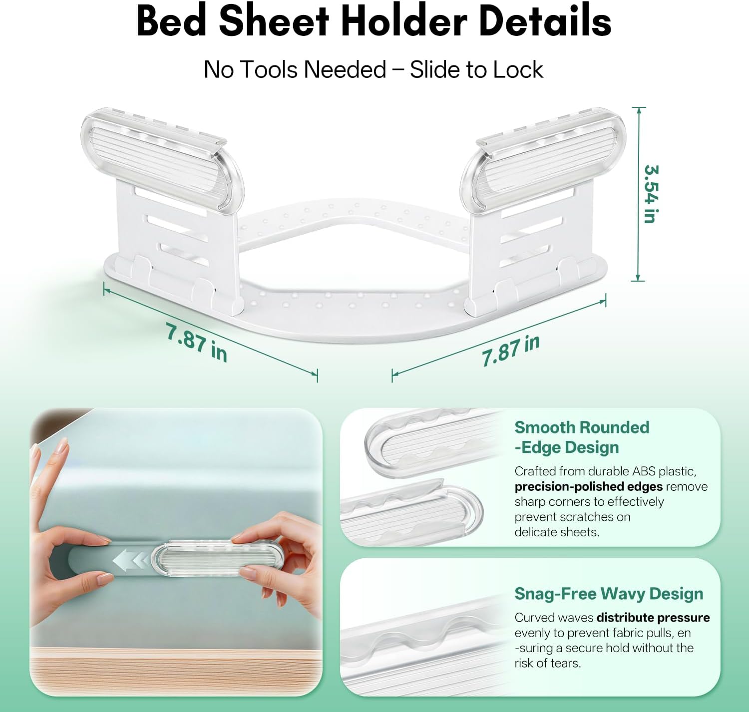 Bed Sheet Holders for Corners-4Pcs Sheet Locks for Fitted Sheets, Durable ABS Snap-Lock Design Keeps Mattress Sheets Firm & Tight, Easy No-Lift Install for All Mattress Types