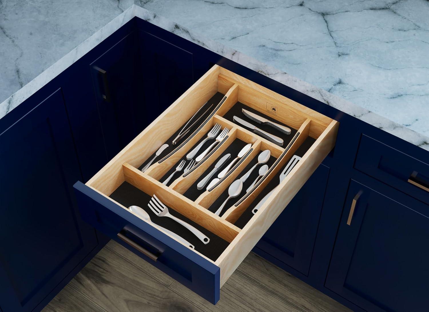 Rev-A-Shelf Craftsman Collection 13-1/4" X 19-1/2" Solid Maple Cutlery Drawer Insert w/Black Accents