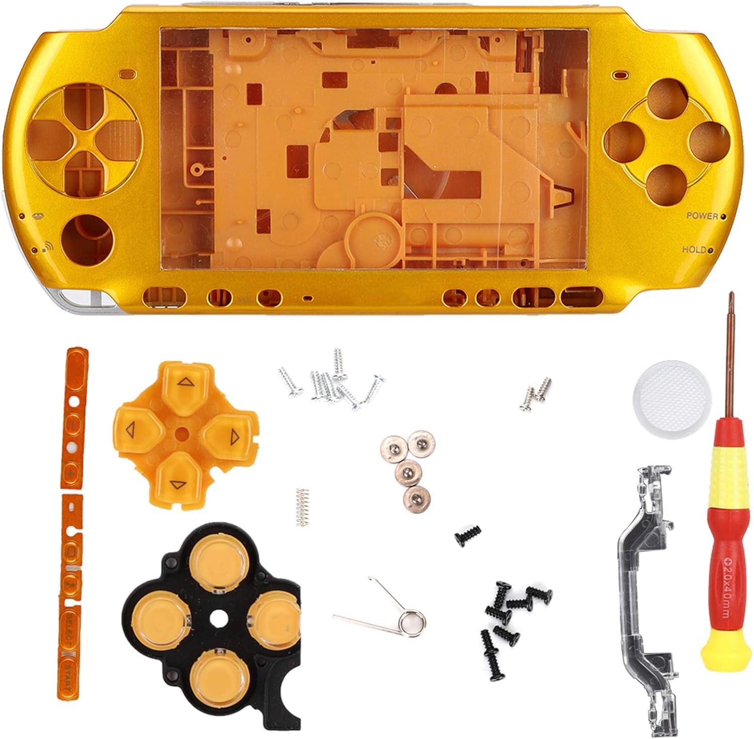 Travel Carry Hard Cover Case Shell for PSP 3000 Game Console, Full Housing Shell for Sony PSP 3000 Console, with Screwdrivers (Yellow)