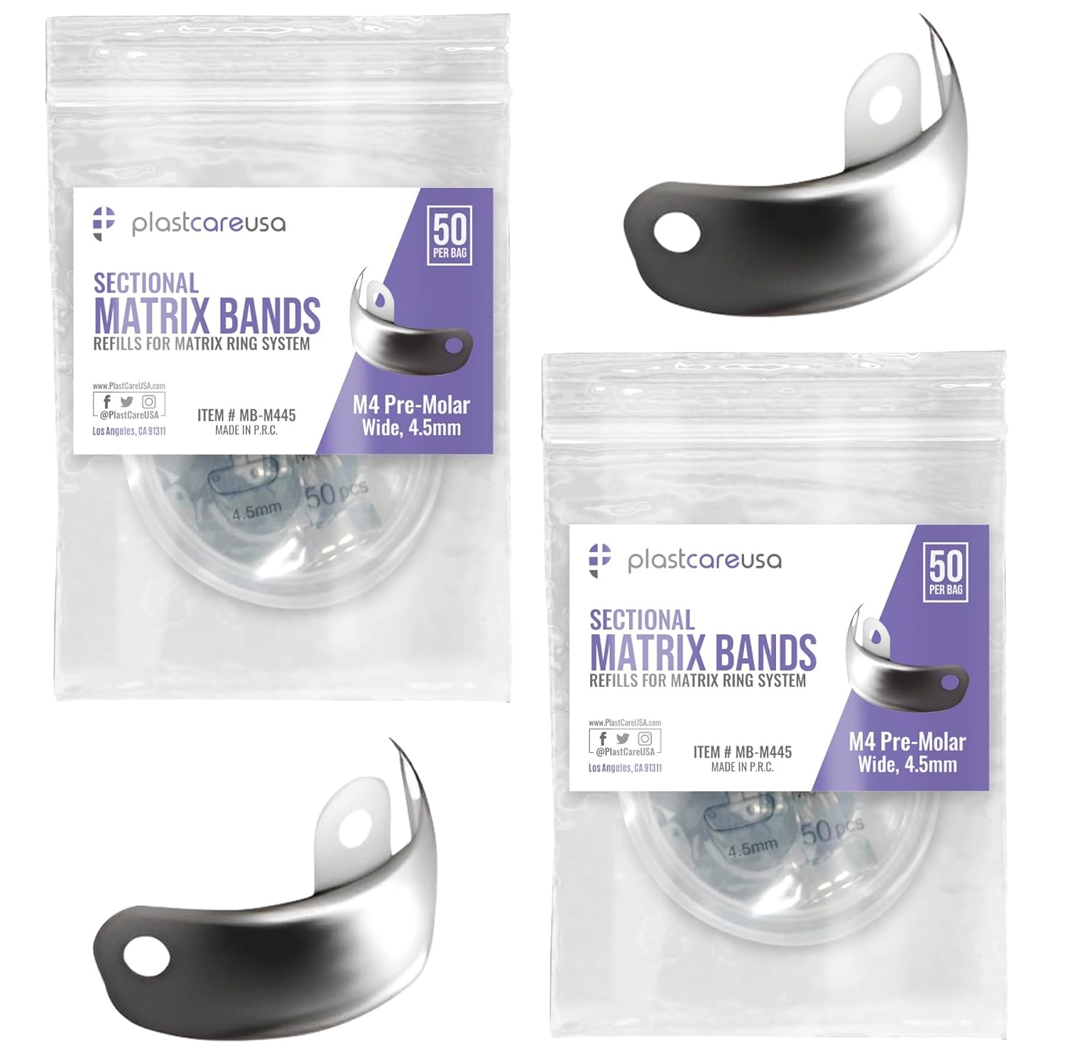 100 5.5mm M4 Decidious (Large) Dental Metal Matrices Sectional Contoured Matrix Refills by PlastCare USA