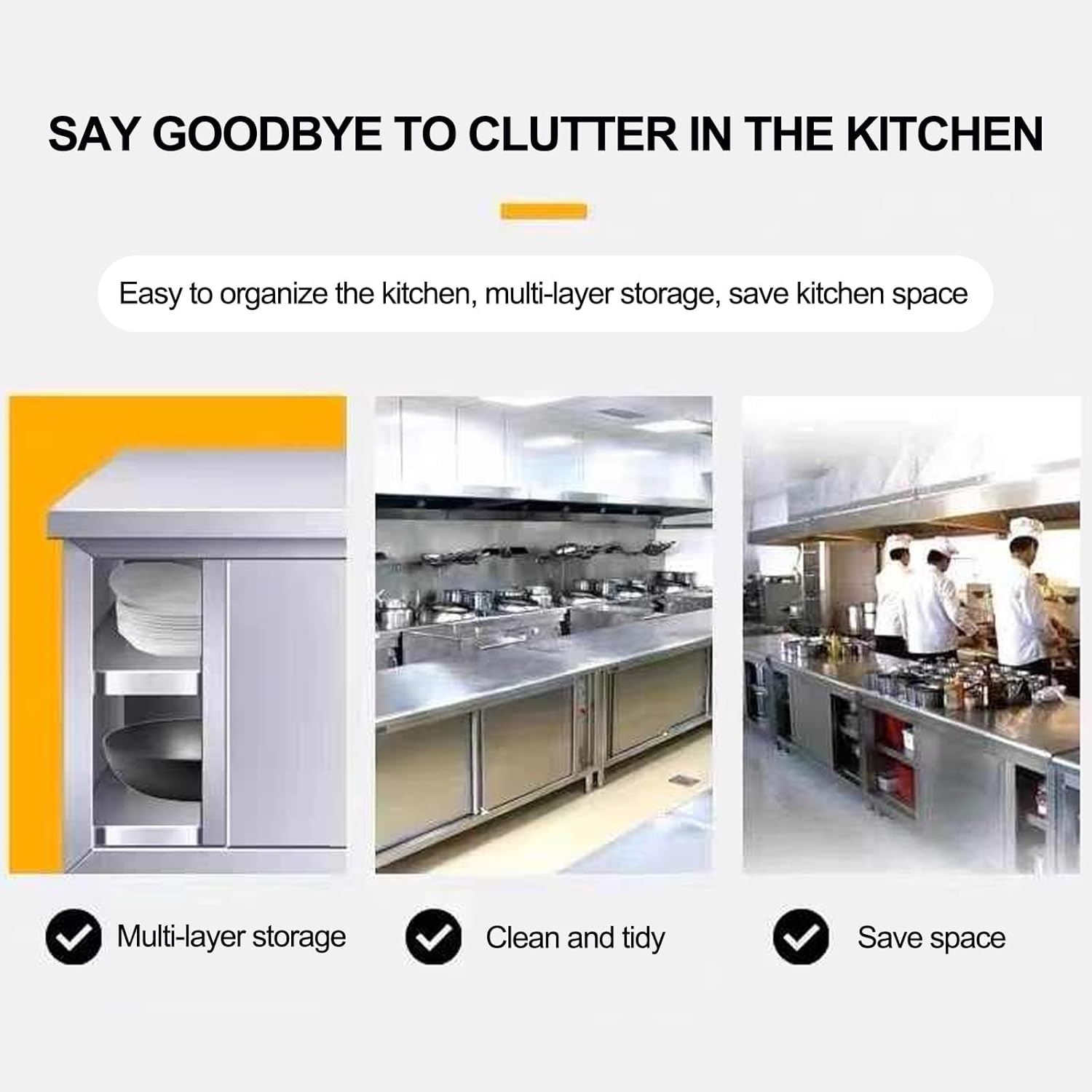 All-Stainless Steel Commercial Work Table with Double Door Storage Cabinet & Overshelves, Kitchen Prep Table for Home, Restaurant, Garage, Outdoor Use (80x50x80cm)