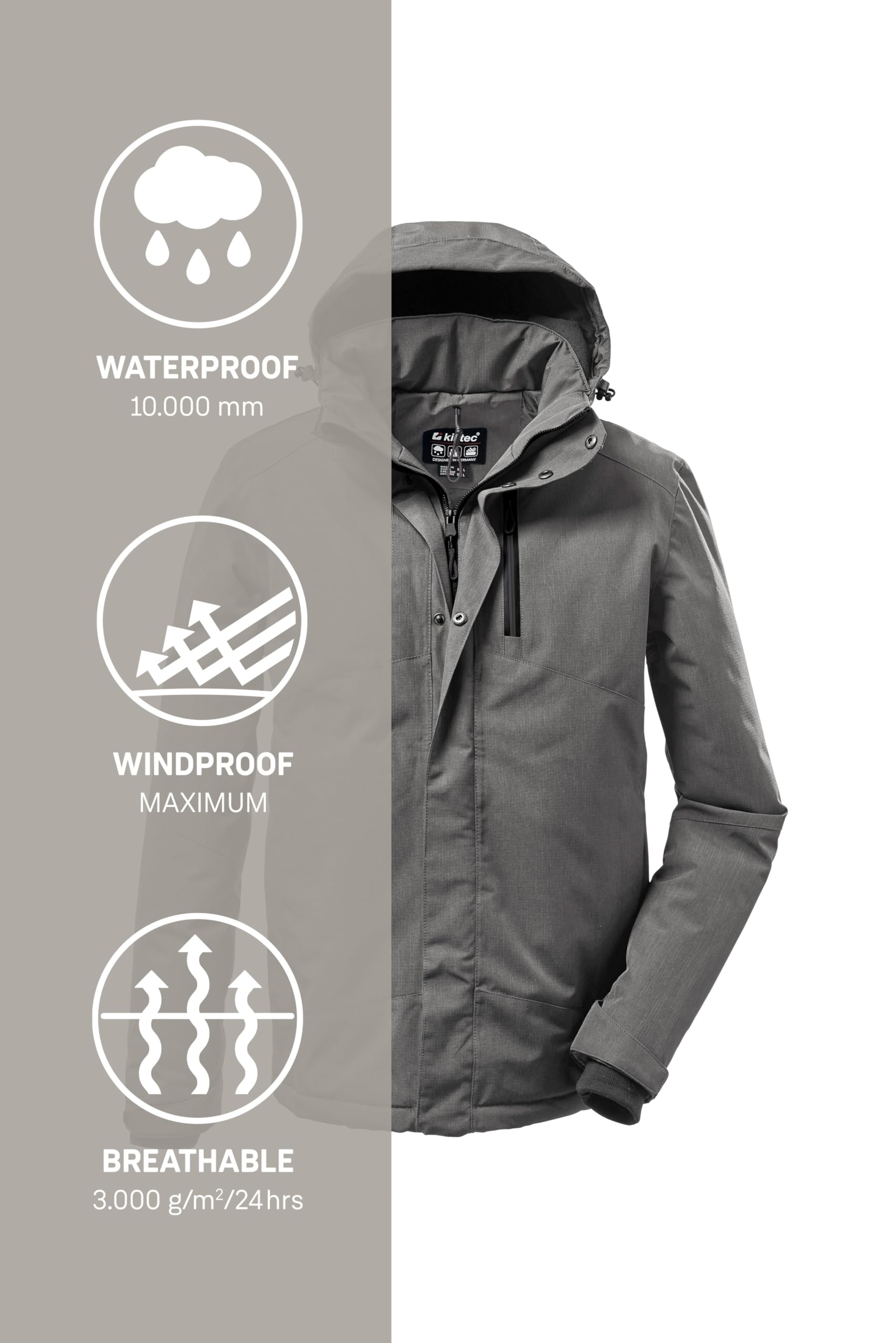 Killtec Kow 161 Mn Jckt KOW 161 MN Jckt Veste Fonctionnelle avec Capuche Amovible Homme