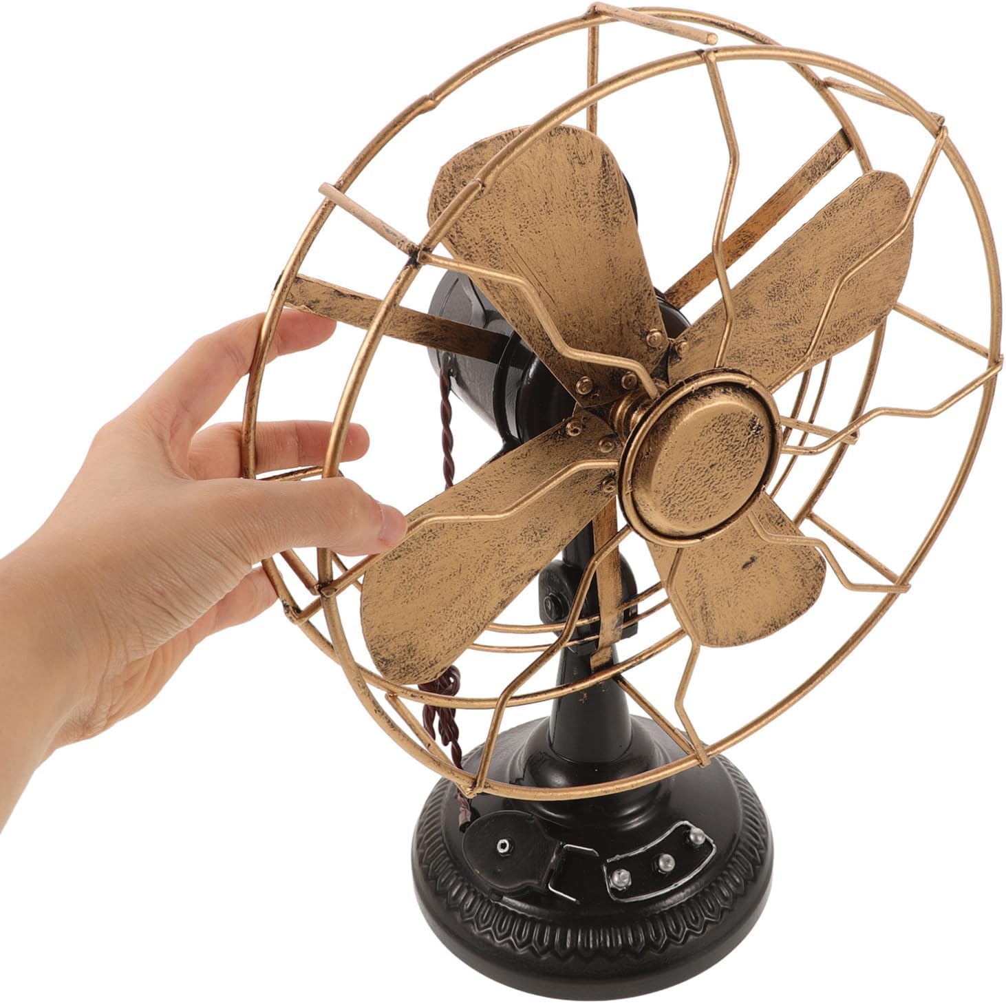 ABOOFAN Vintage Table Fan, Retro Style Table Fan Model Plastic Standing Fan Antique Household Fans Desk Top Fan for Bedroom Bathroom Bar Home DecorationsGifts Bronze