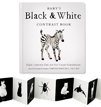 Babys Black and White Contrast Book High-Contrast Art for Visual Stimulation at Tummy Time Tabitha Paige Childrens Book Series