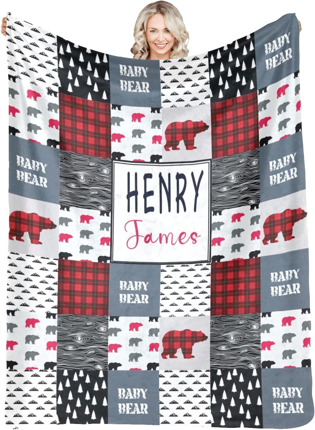 Baby Blankets Customized Blankets with Name, Woodland Animals Pattern Custom Blanket, Personalized Gifts for Boys Girls, Baby Boy Girl Stuff Personalized Baby Blankets Sherpa Blanket