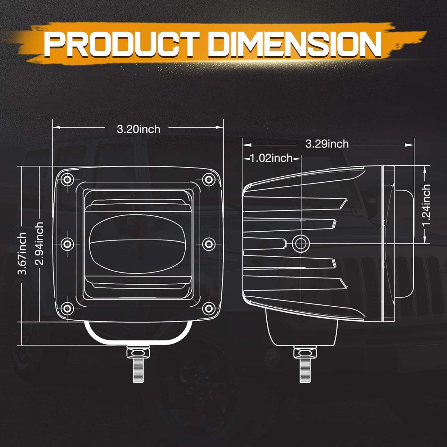 2Pcs 3 Inch SAE LED Fog Lights Off Road DOT Approved Driving Lights Pods Square LED Cubes Work Light Fog Lamps for Trucks Wrangler JK Ram 4X4 Boat Motorcycle Tacoma