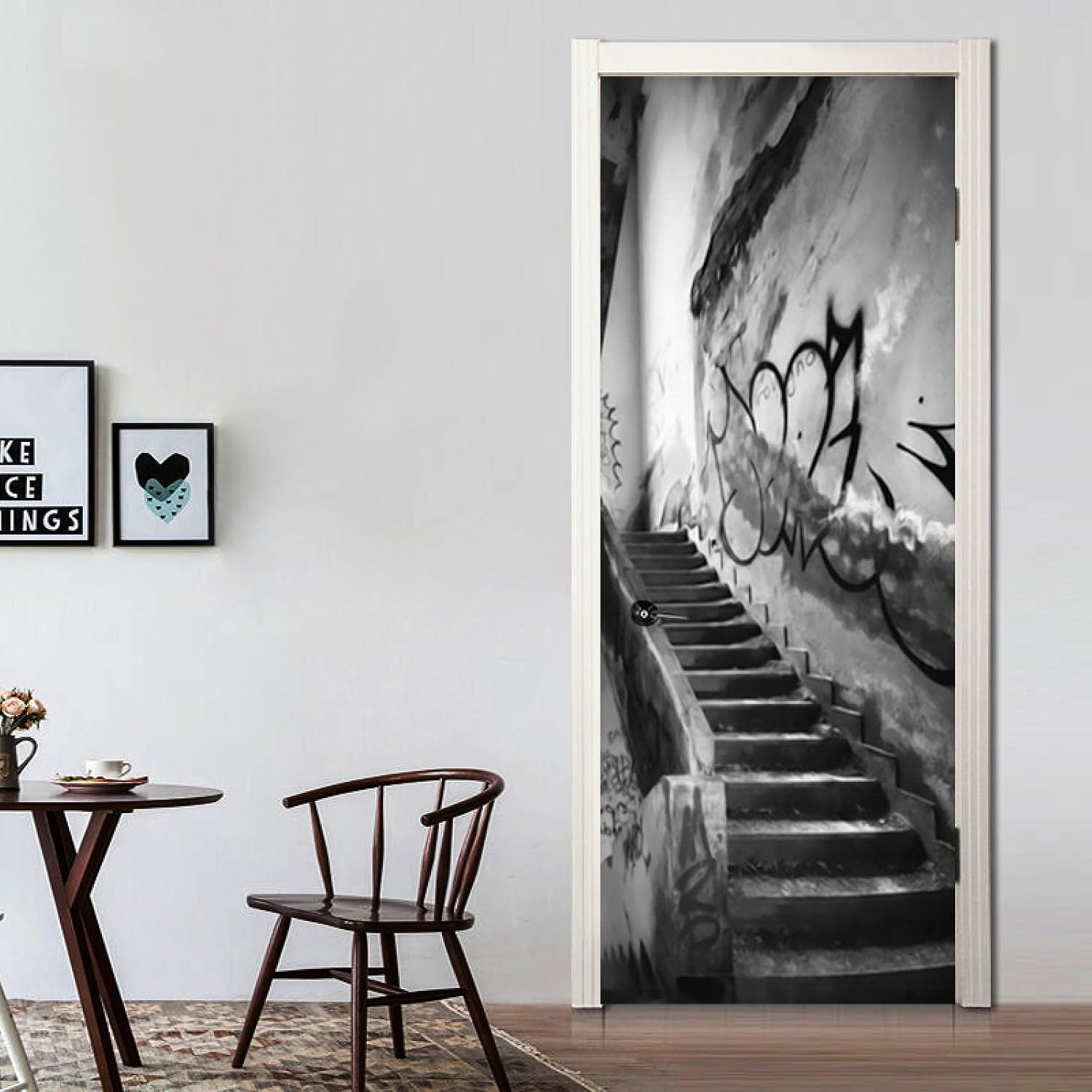 ISILA 3D Illusion Stair Door Sticker / 2 Pieces Set self Adhesive PVC ...