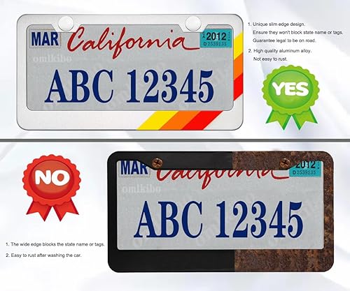 Vista 21 de Marco de matrícula de aluminio tricolor de 3 colores compatible con Toyota, camión, remolque, SUV (blanco azul-01) Blanco Azul-01,Blanco