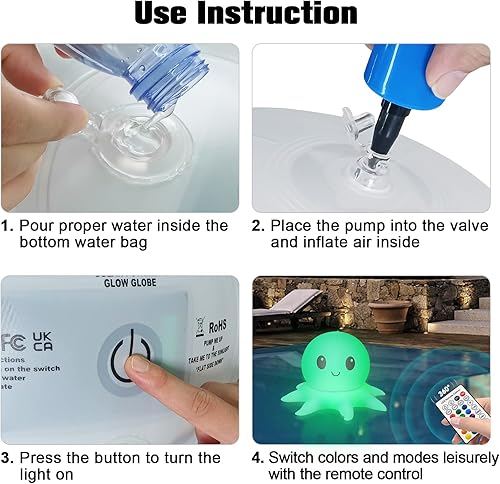 Miniatura 7 de Luces solares para piscina, luces inflables, control remoto, pulpo flotante para piscina, 16 colores WRGB, 4 modos, impermeable IP68, calidad