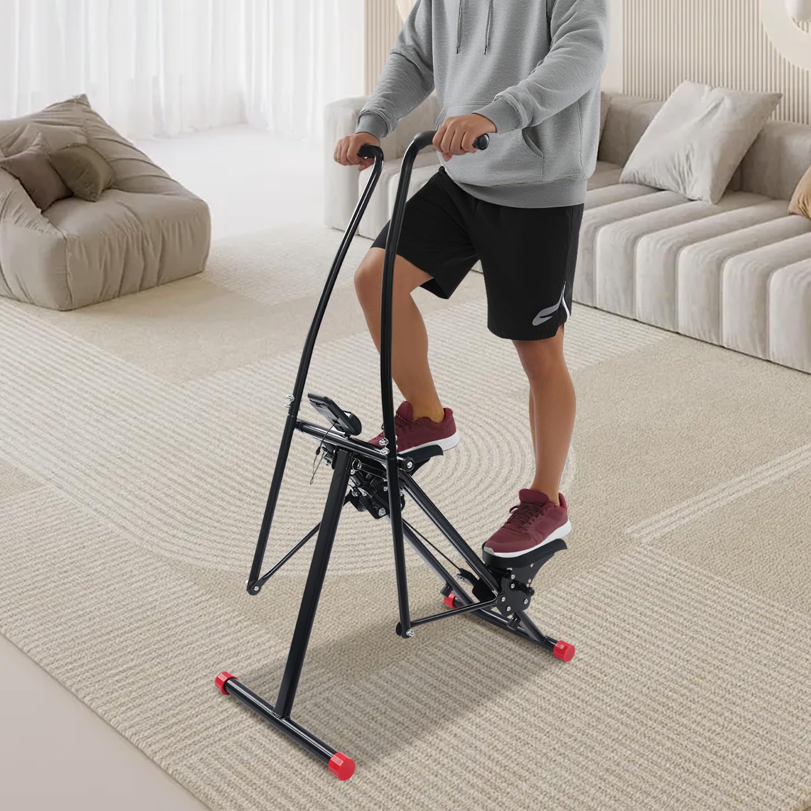 Stepper - Aparato de fitness para entrenamiento de pedales, pantalla para casa y adultos, carga de 100 kg, 46, 88, 136 cm, diseño compacto, entrenamiento de cuerpo completo