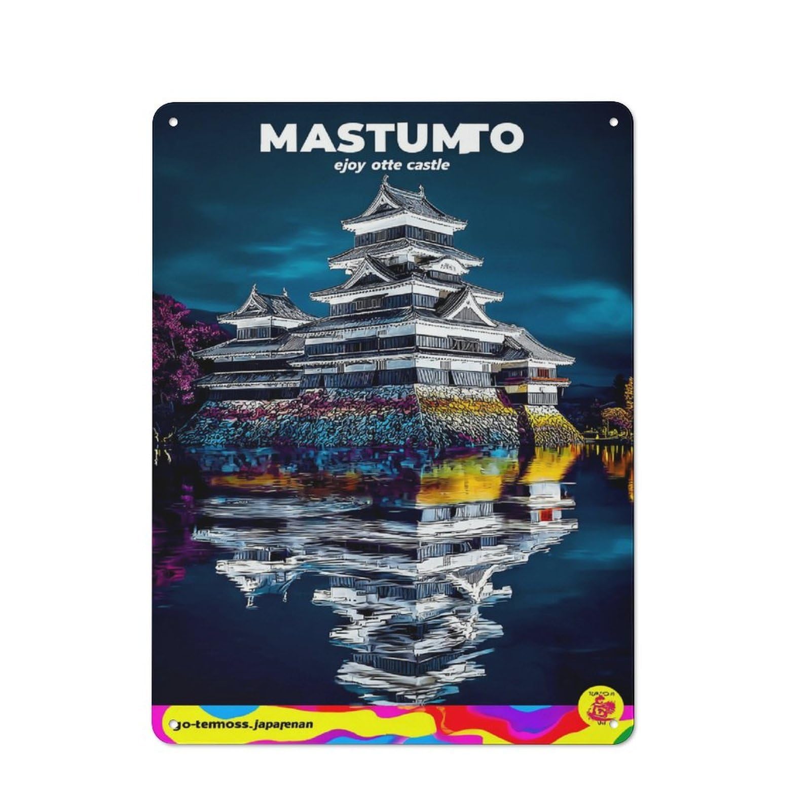 Junmoney Enjoy Matsumoto Castle Reflections Printed Metal Sign 40X30cm For Dining Room Or Kitchen, A Christmas Gift For People Styling Dining Room And Kitchen