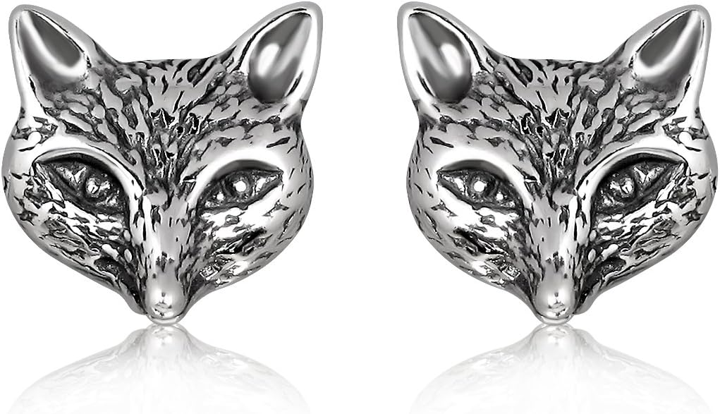 WithLoveSilver 925 Sterling Silver Women's Lovely Tiny Fox Head Stud Earrings