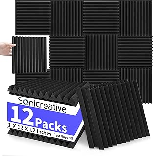 12 Pack Acoustic Foam Panels 1 X 12 X 12 Inches Sound Proof Foam Panels for Walls, Wedge Soundproof Wall Panels Sound Proofing Acoustic Panels for Studio