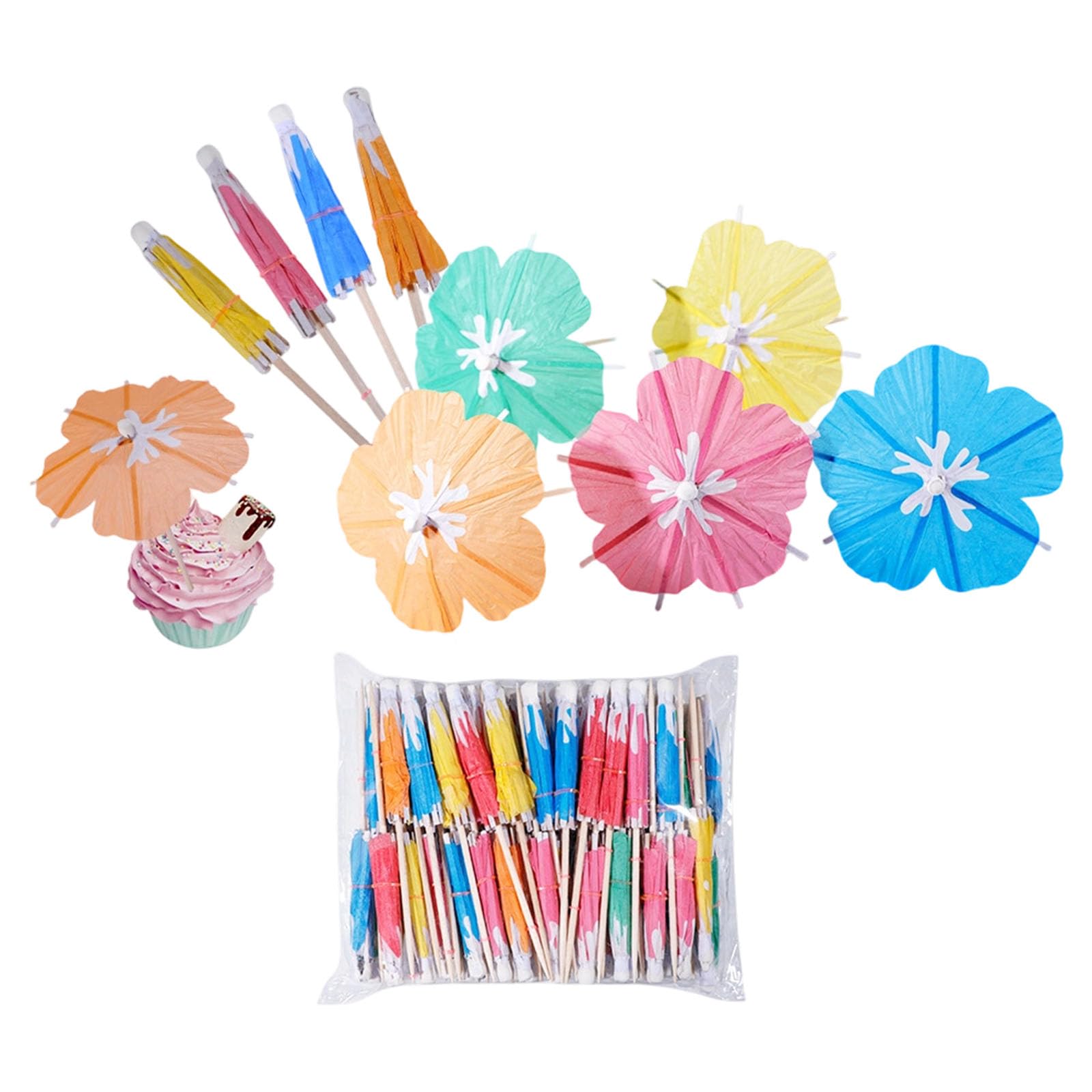 HDOYTXXM 100Pcs Assorted Color Miniature Umbrella Picks Toothpicks Ideal for Cocktails Garnishing and Table Decoration Paper Guard Skewers