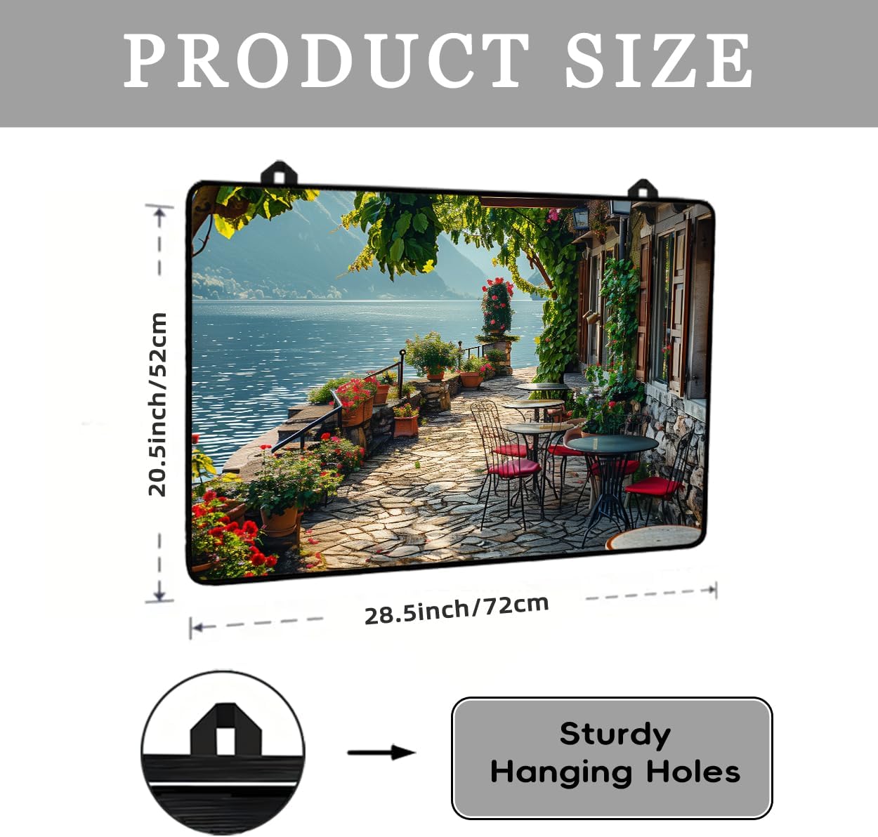 Stove Top Cover for Electric Stove - Cozy Lakeside Cafe Glass Cooktop Protector, Heat Resistant Range Cover, Multipurpose Dish Drying Mat for Kitchen,Flat RV Stovetop Protector (28.5"x20.5")
