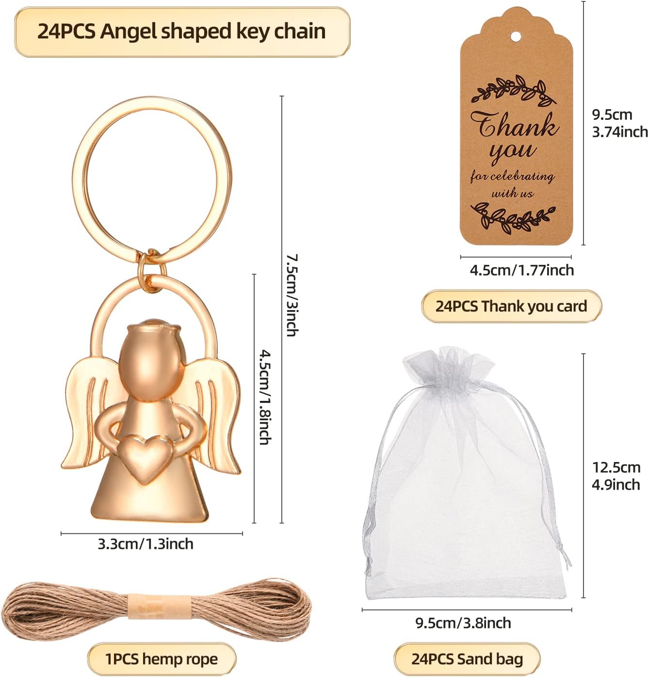 24Pcs Angel Designed keychains Baby Shower Party Favors for Guests