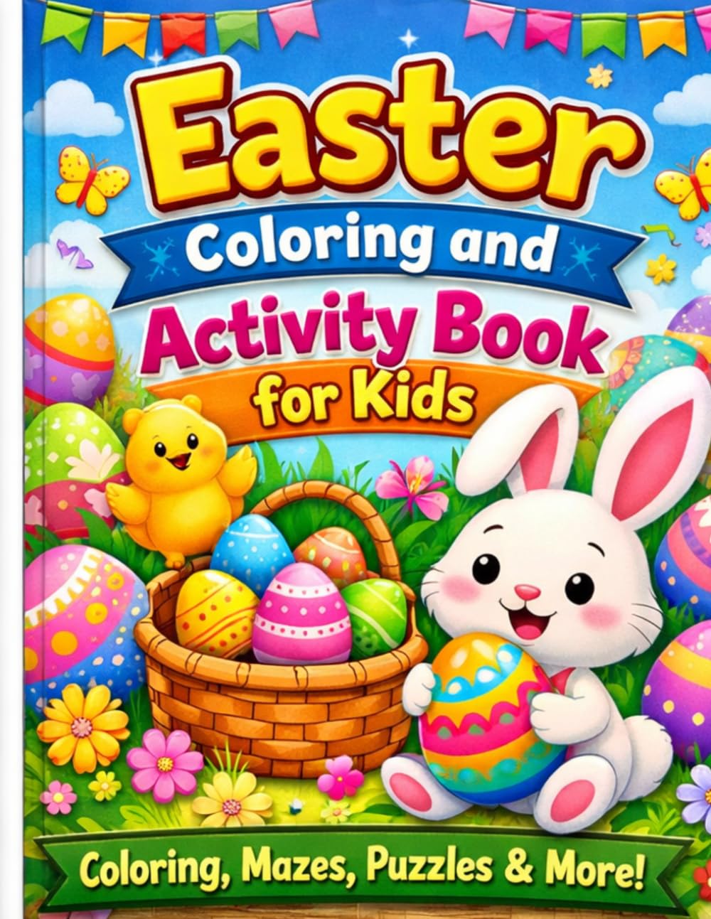 Easter Coloring and Activity Book for Kids: Fun Easter Eggs, Bunnies, Mazes, Dot-to-Dot, Word Search & Cute Spring Coloring Pages for Toddlers and Children Ages 3–8