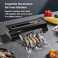 Vista 5 de Vacuum Sealer Machine, Mesliese 90Kpa Powerful 6-in-1 Precision Compact Vacuum Food Preservation System with Cutter, 2 Bag Rolls & 5 Pre-cut Bags