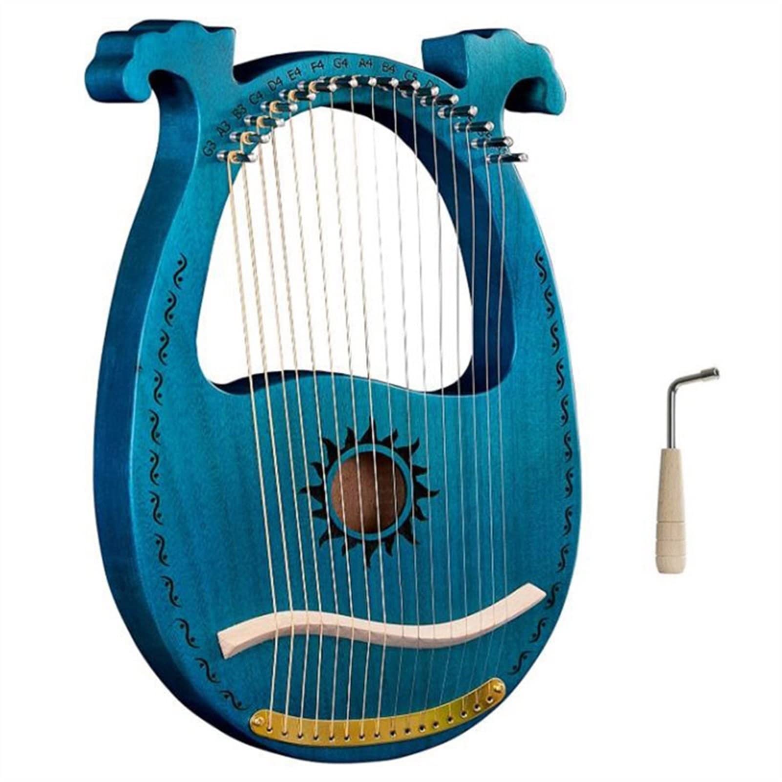 16-strunowa mahoniowa lira harfa unikalne wzory rzeźbione symbole fonetyczne instrumenty harfowe,Harfa