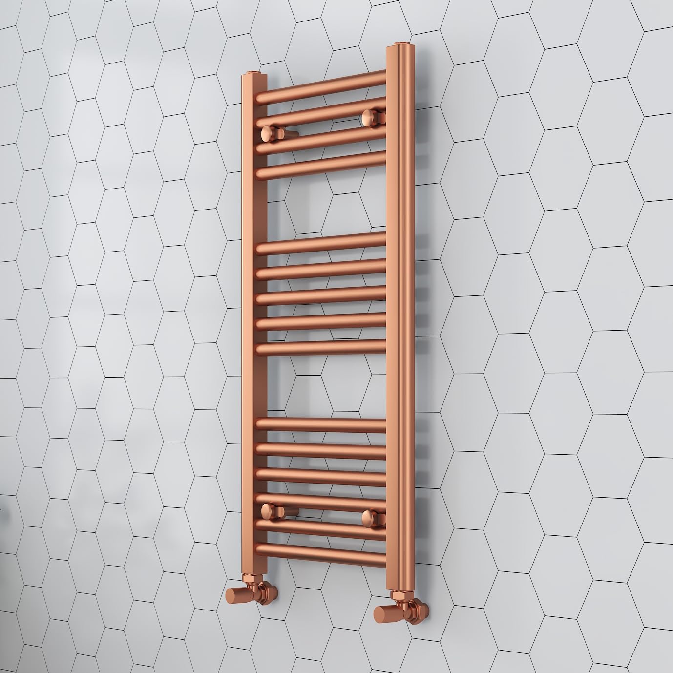 Nwt Direct Brushed Copper 400Mm (W) X 800Mm (H) Straight Heated Towel Ladder Rail Bathroom Radiator - 1107 Btus