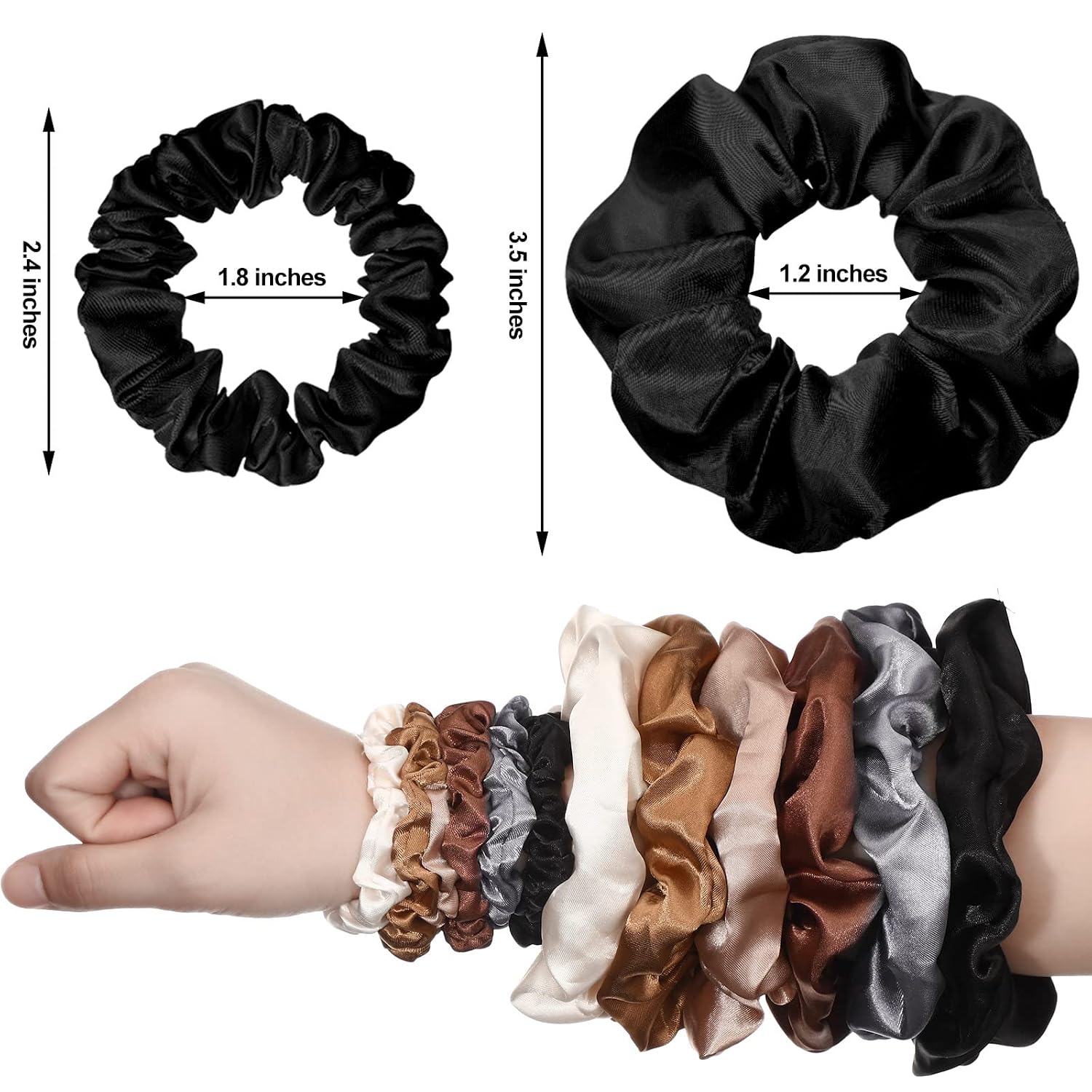 96 Pieces Satin Scrunchies Hair Tie Bulk Silk Elastic Ponytail Holders Ropes Comfortable Hair Bands Accessories for Girls Women Teens Birthday Gift(Colorful)