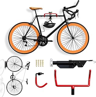 2 Pack Wall Mount Bike Rack Garage - Mountain Bike Wall Mount Horizontal Vertical Design with 66lbs Cap, Screws, Installation Manual - Secure Road Cycling Holder Storage, Bicycle Hanger for Home