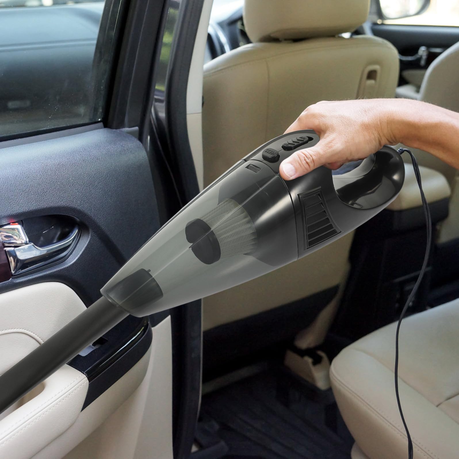 Gadpiparty Aspirapolvere Portatile Auto Nero Ricaricabile Doppia Modalità di Aspirazione e Impugnatura Ergonomica in ABS per Pulizia Liquidi e Polvere in Auto e Casa