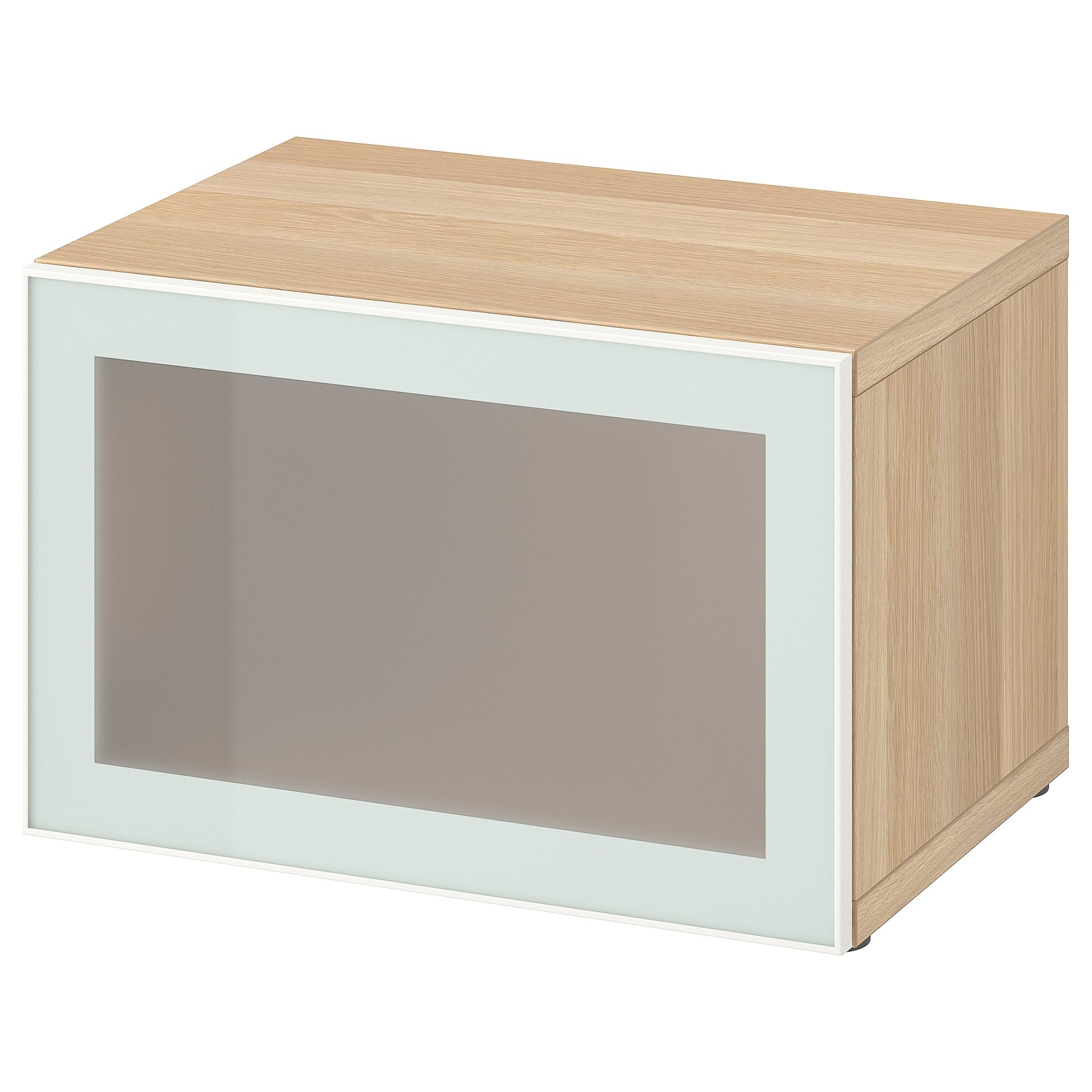 Étagère avec porte en verre BESTÅ meuble d'ébénisterie moderne effet chêne teinté blanc