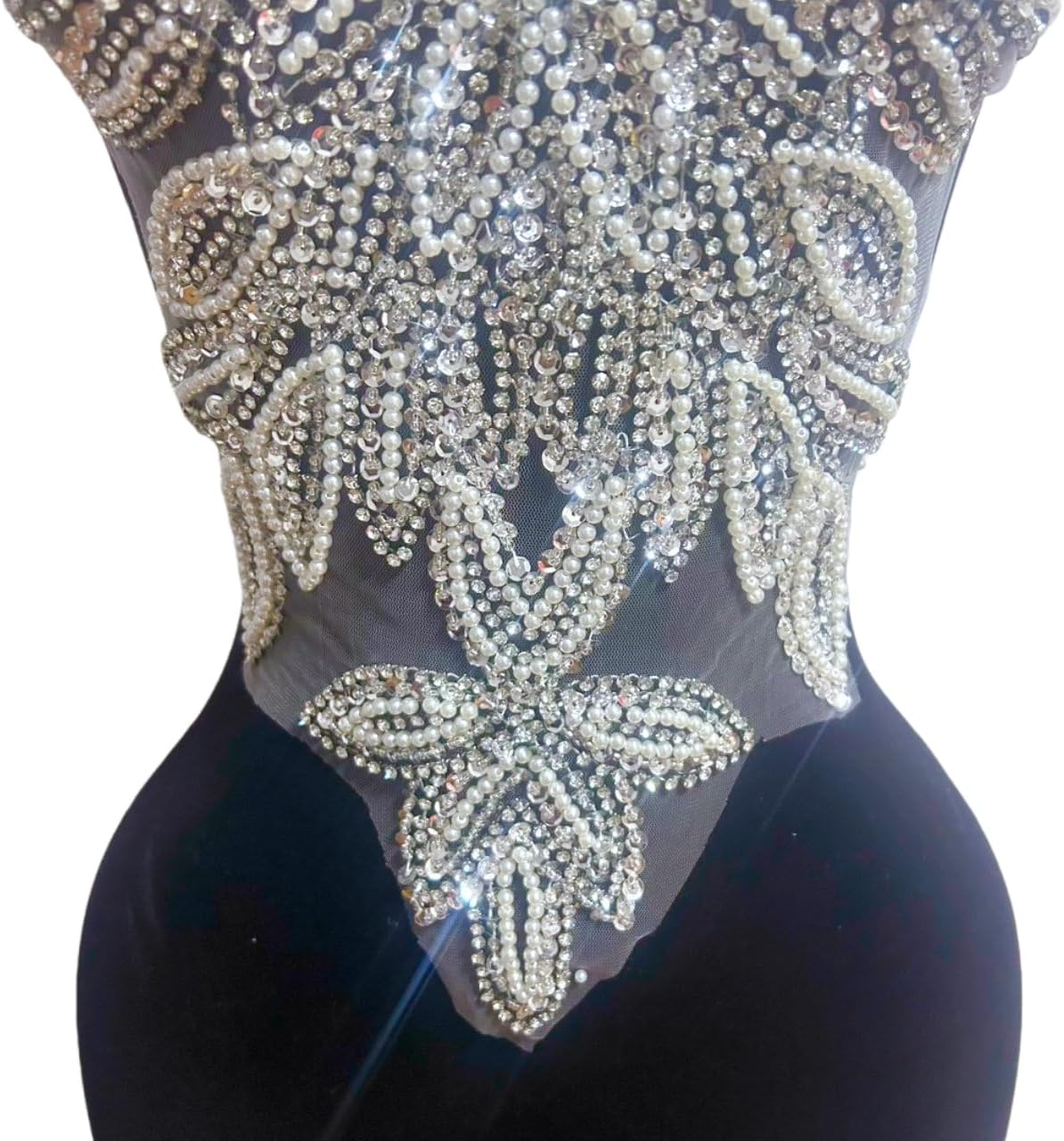 Hand Beaded Sewing Clothes Appliques and Patches,Sew on with Loose Crystals Rhinestones Stones for Events Evening Party Wedding Dress Prom Gowns Design DIY