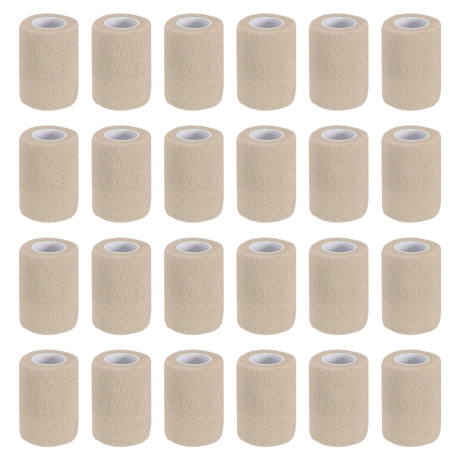 PATIKIL Vendaje autoadhesivo de 177 x 3 pulgadas, 24 unidades, elástico, autoadhesivo, transpirable, para deporte, muñeca, tobillo, vendaje al aire libre, color piel