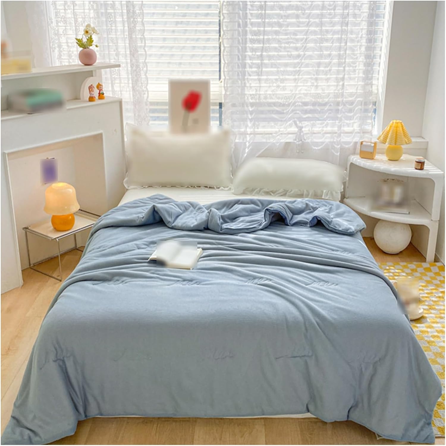 Lightweight Summer Duvet, Summer Duvet, Fine Quilt, Soft and Comfortable, Soft and Breathable, Thin and Light Duvet, Lightweight Cooling Comforter (180 x 220 cm)