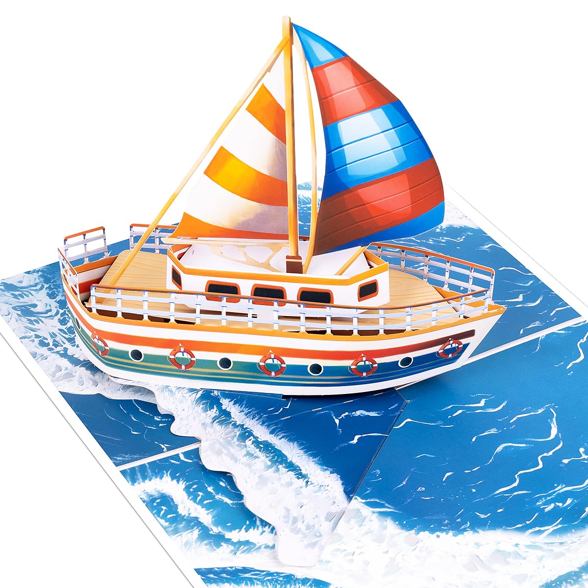 CNLITIHEKA Sailboat Pop Up Birthday Card, 3D Travel Pop Up Cards, for Men, Women, Includes Envelope.