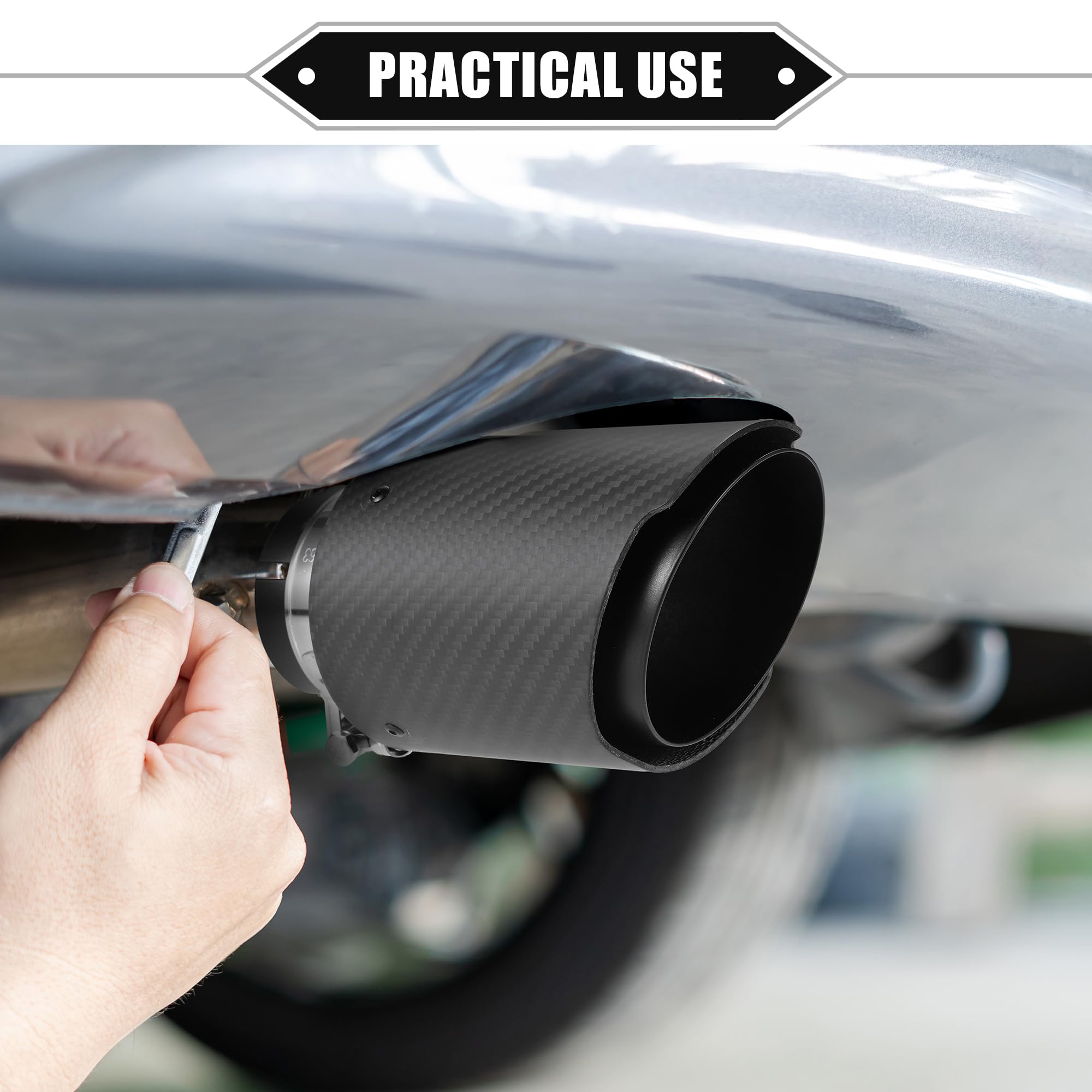 QUARKZMAN Auto Scarico Punta Coda Tubo, 2.4" Aspirazione Carbonio fibre Opaco Nero