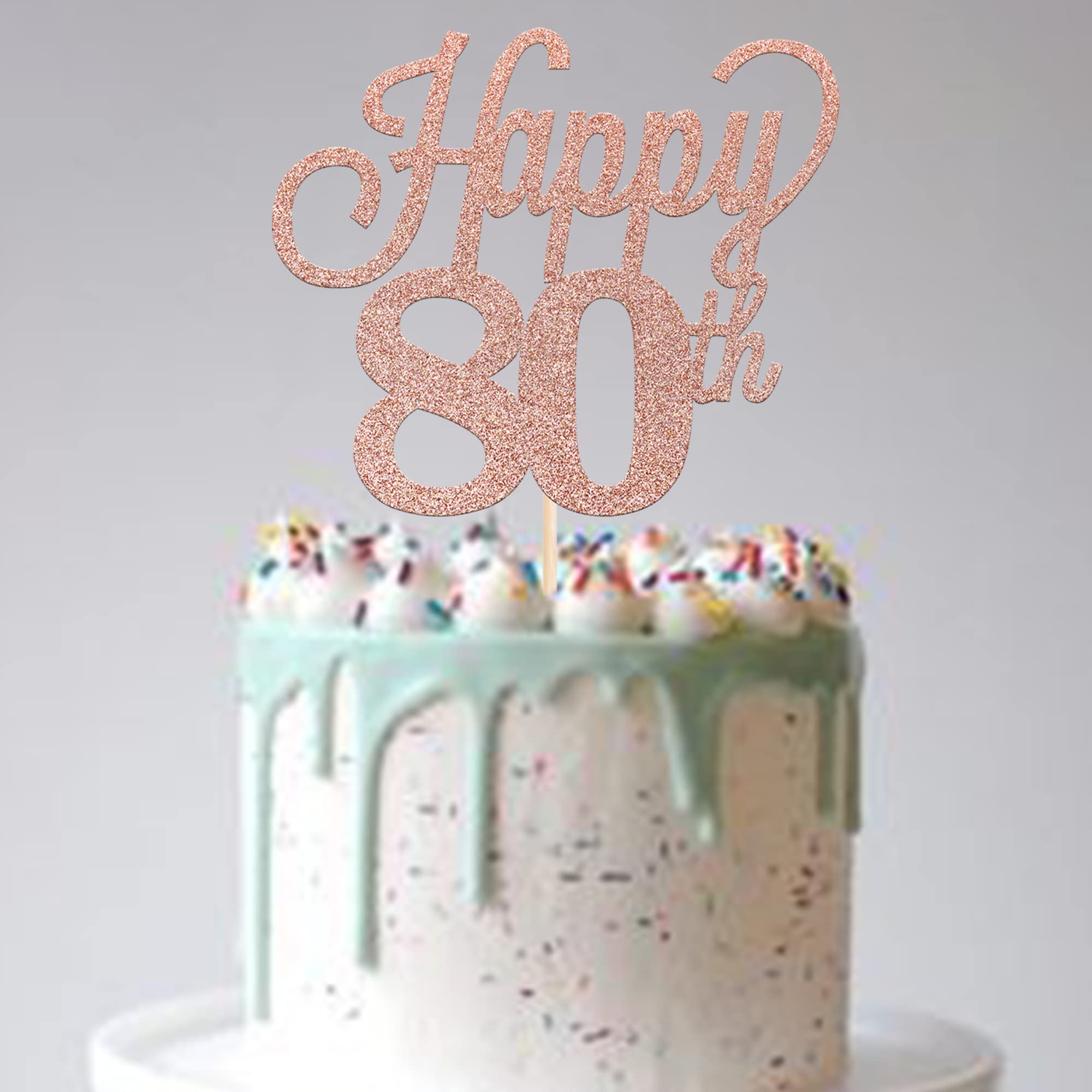 Happy 80th Cake Topper Schwarz-glitzernd – Nummer 80, 13x22,2 Cm, Aus Karton, Für Geburtstagskuchen & Desserts