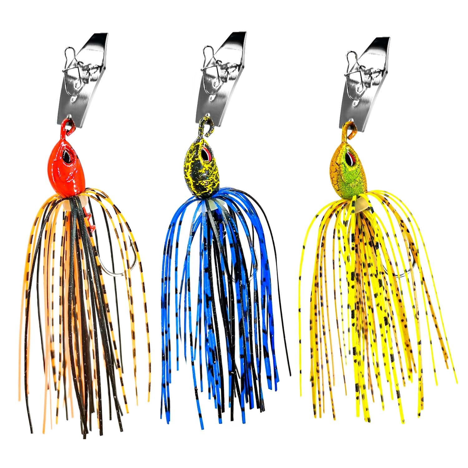 TABKSOLA ChatterBait, pre-installed spinner bait, bass bait set with metal plates, suitable for bass, pike, catfish and other predatory fish baits.