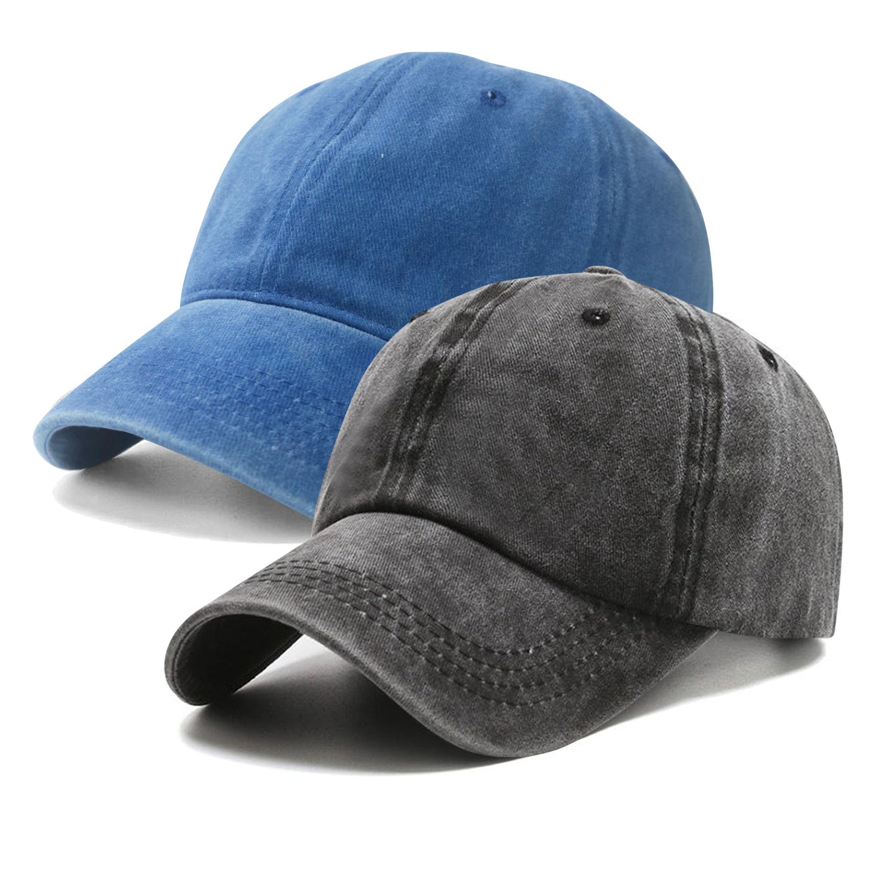 PFFY 2 Packs Vintage Washed Distressed Baseball Cap Dad Hat for Men Women | Adjustable Snapback, Breathable Golf Dad Caps, Cotton Hats, Classic Low Profile, Wear Comfortable, Ideal for Travel Running