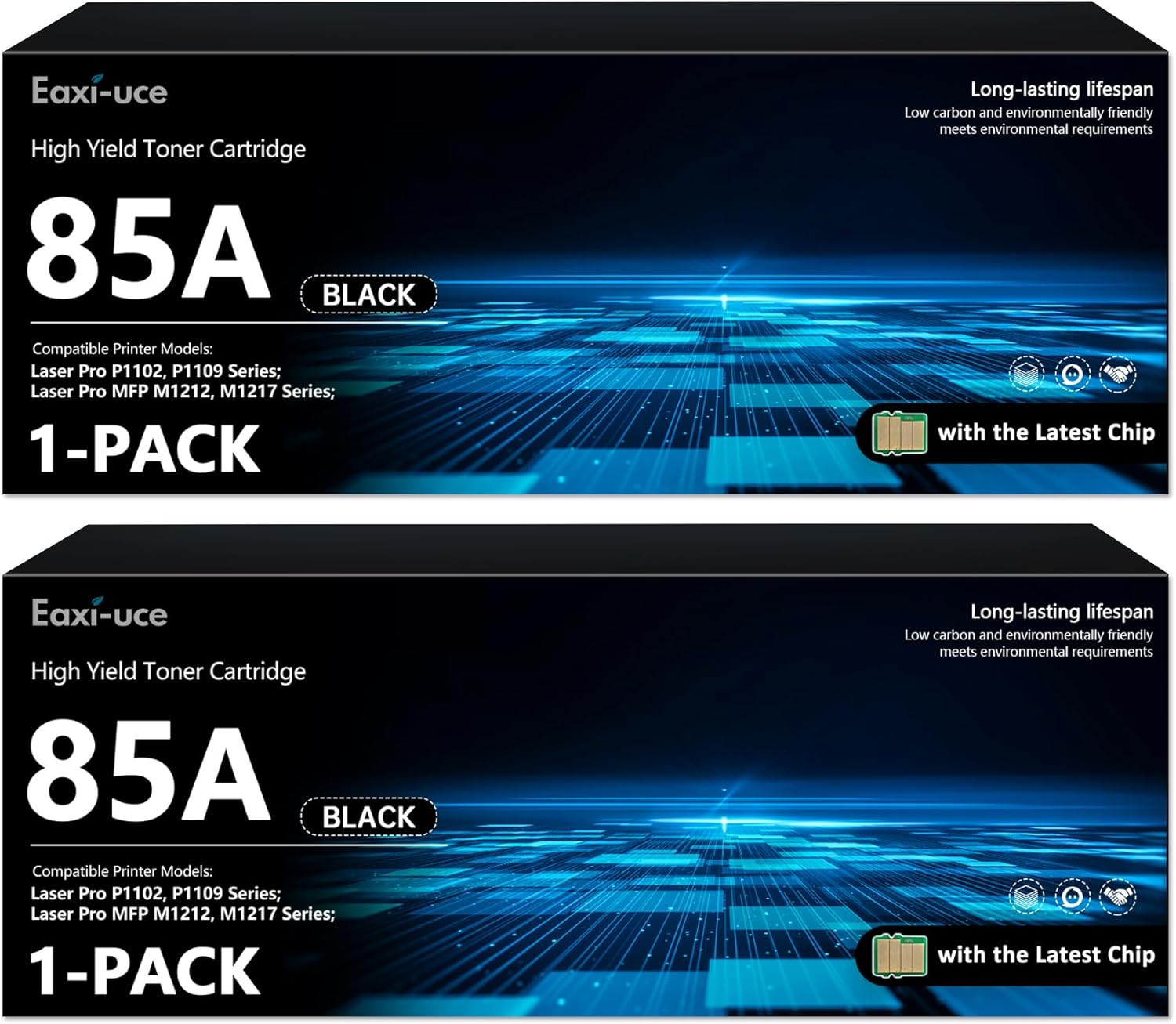 (with Chip) 85A CE285D Black Toner Cartridges, Pack of 2 Replacement for HP 85A CE285A Compatible with Pro P1102w P1109w P1005 P1006 M1132; M1212nf M1217nfw M1214nfh M1216nfh M1219nf MFP Printer